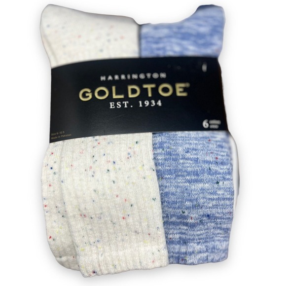 GOLD TOE Socks Men's Cotton Crew Large 6‎ - 12.5 Mult-Color Variety Pack 6 Pairs - Picture 1 of 2